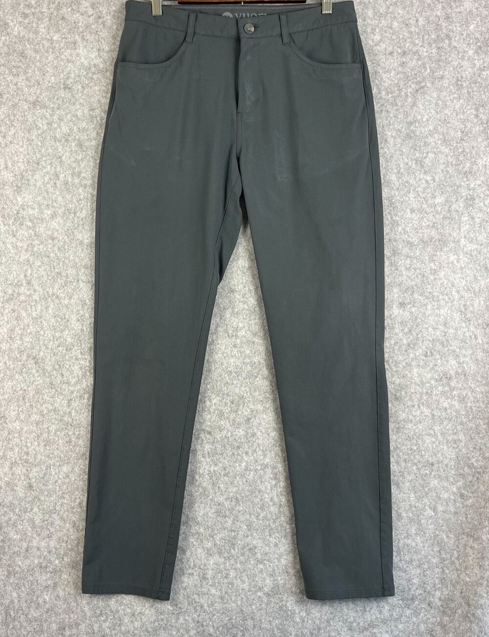 Vuori Meta Pant Mens Mens 32x30 Gray Slim Fit Flat Front Performance V430 FLAW